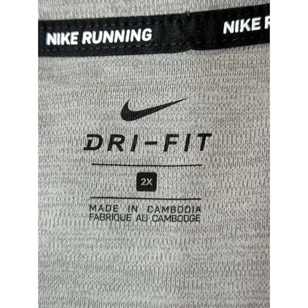 Nike Running Dri Fit S/S Athletic Shirt Womens 2X Heather Gray Mesh Stretch Logo